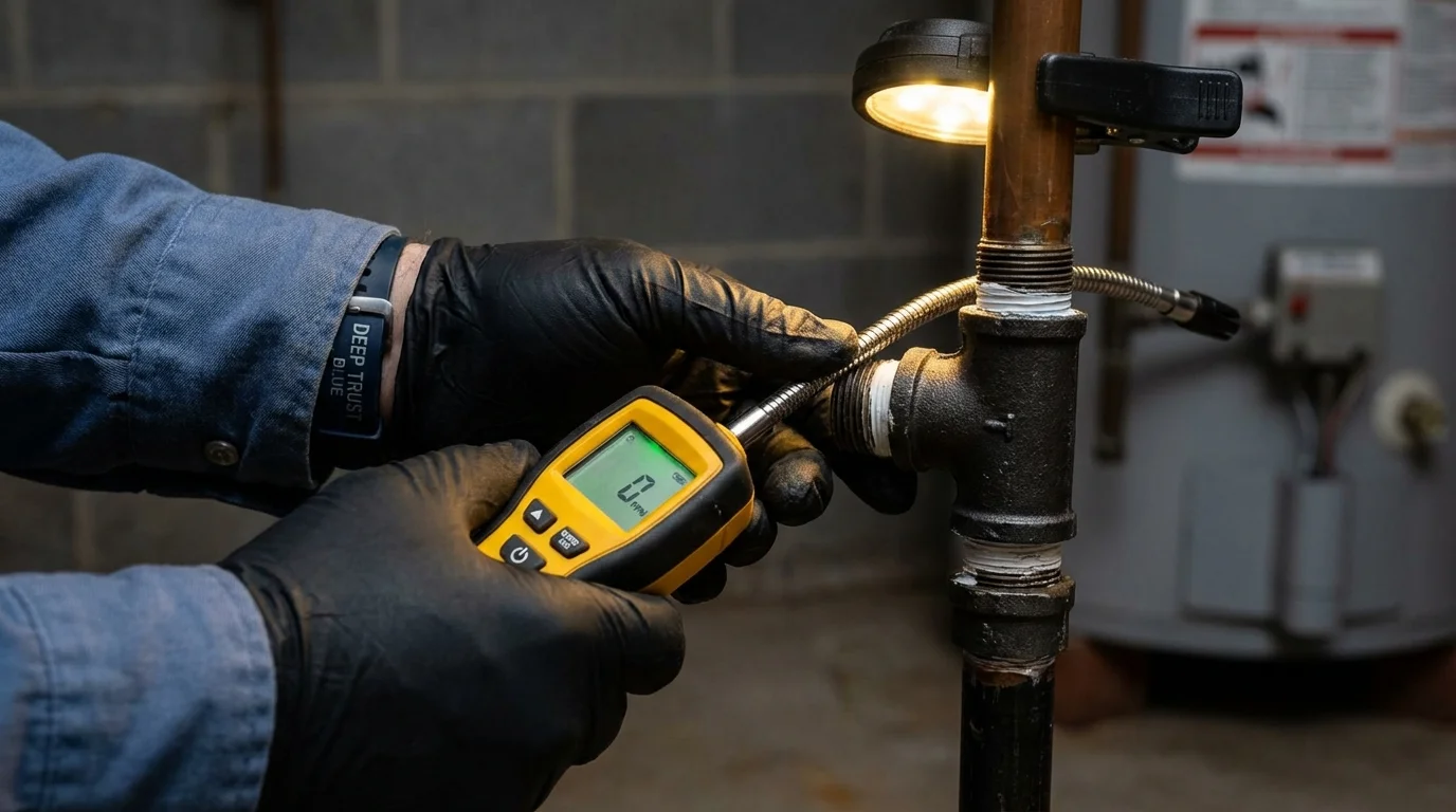 Gas leak detection with electronic sniffer by Johns Plumbing LLC in Monett
